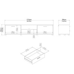 ТВ тумба Aatrium Media, 177,2x39x38 см, черный цена и информация | Тумбы под телевизор | 220.lv