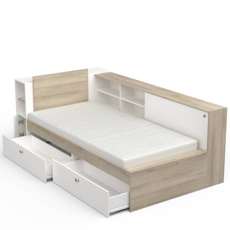 Vienīgā gulta Aatrium Life Function, 90x190/200 cm, brūns/balts cena un informācija | Gultas | 220.lv