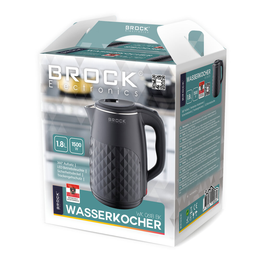 Brock Electronics WK 0618 BK cena un informācija | Elektriskās tējkannas | 220.lv