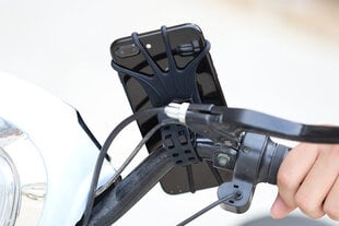 Вращающийся силиконовый держатель для велосипеда со сменной головкой - черный цена и информация | Держатели для телефонов | 220.lv