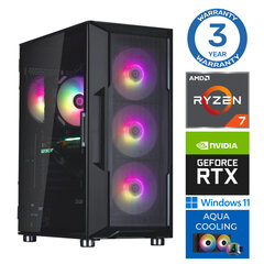 INTOP AQUA Ryzen 7 7700X 16GB DDR5 1TB SSD M.2 NVME RTX3060 12GB WIN11 cena un informācija | Stacionārie datori | 220.lv