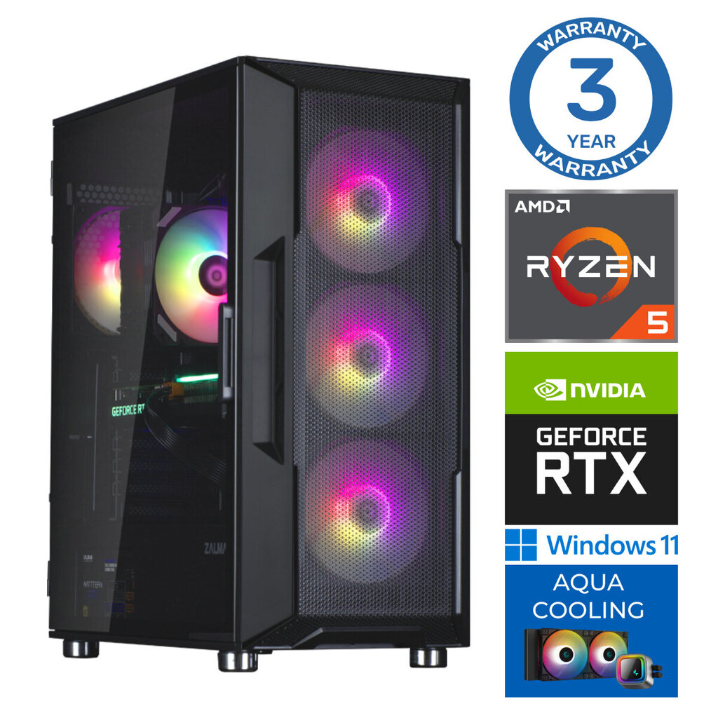 Intop Aqua Ryzen 5 7600X 16GB DDR5 500SSD M.2 NVME RTX4060 8GB WIN11Pro cena un informācija | Stacionārie datori | 220.lv