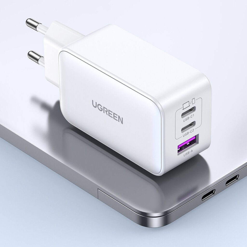 Ātrais lādētājs Ugreen CD244 65W USB-A / 2x USB-C GaN - balts cena un informācija | Lādētāji un adapteri | 220.lv