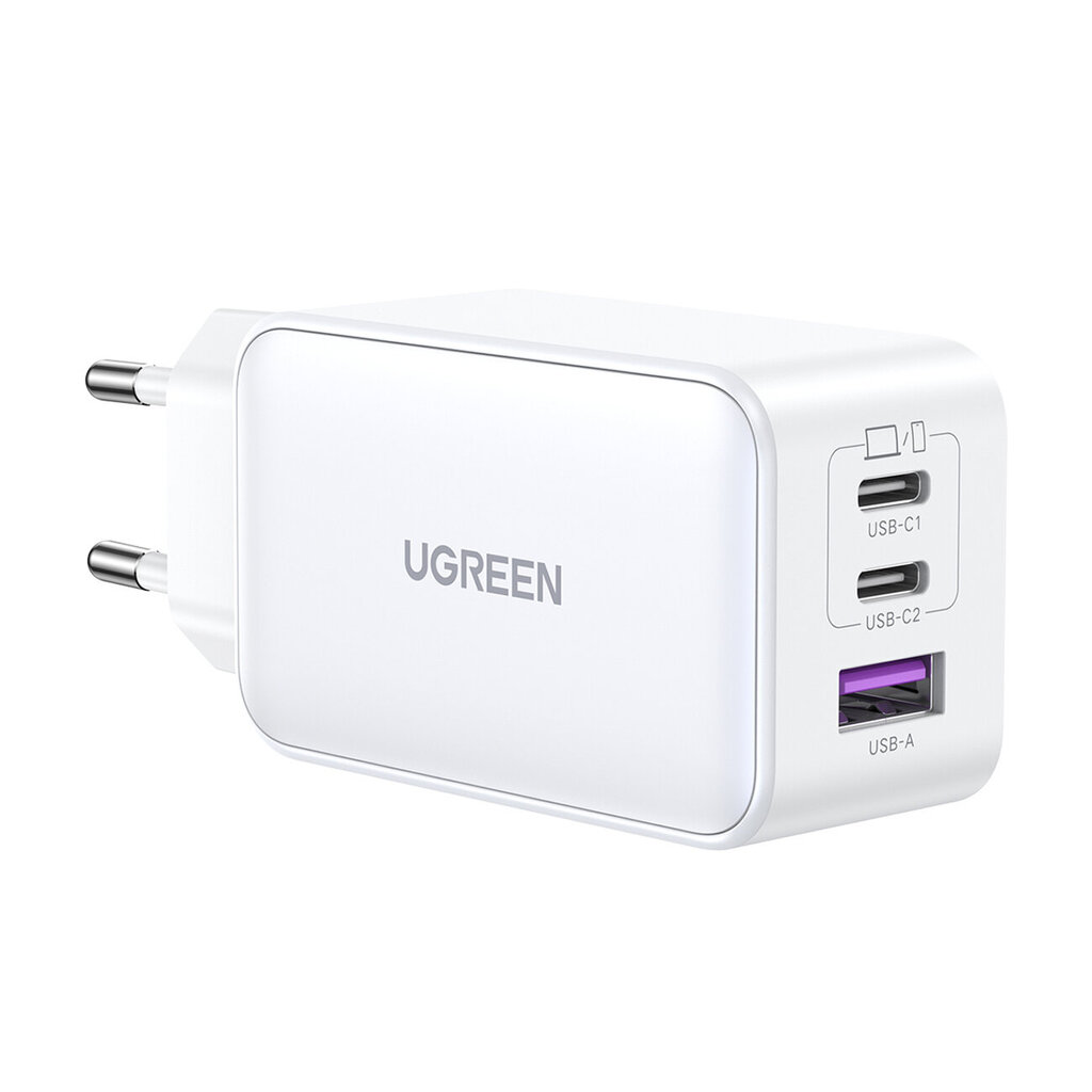 Ātrais lādētājs Ugreen CD244 65W USB-A / 2x USB-C GaN - balts cena un informācija | Lādētāji un adapteri | 220.lv
