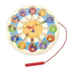 Koka pedagoģiskais pulkstenis - Magnētiskais labirints Viga cena un informācija | Attīstošās rotaļlietas | 220.lv