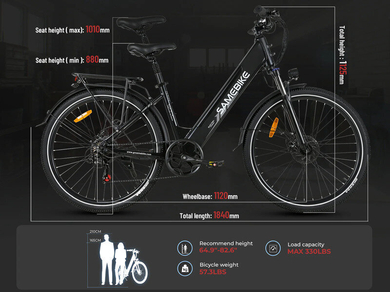 Pilsētas elektriskais velosipēds Samebike RS-A01 Pro, balts cena un informācija | Elektrovelosipēdi | 220.lv
