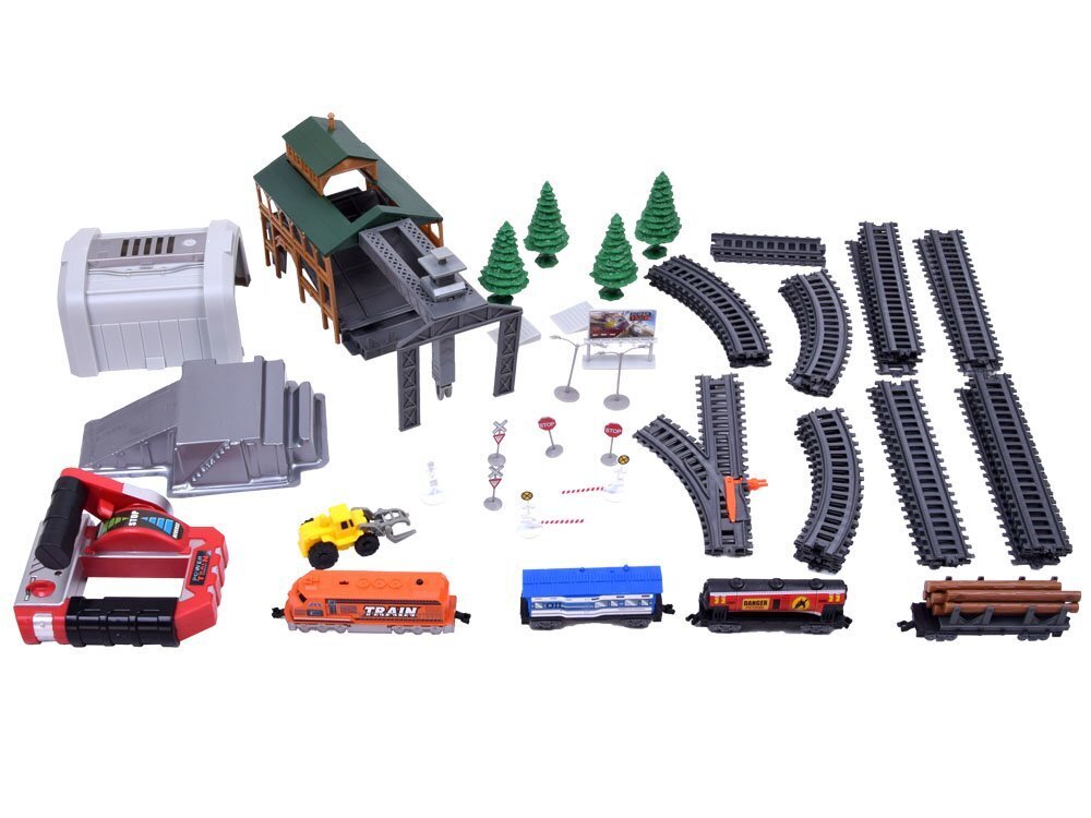 Attālināti vadāms kravas vilciens ar vagoniem un staciju, dažādu krāsu cena un informācija | Rotaļlietas zēniem | 220.lv