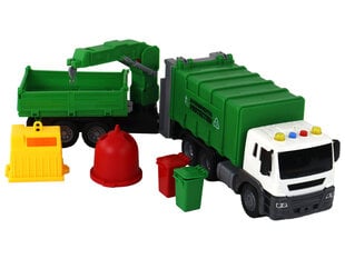 Atkritumu vedējs ar celtni un konteineriem, zaļš cena un informācija | Rotaļlietas zēniem | 220.lv