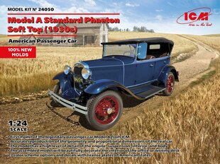 Līmējošais modelis ICM 24050 American Passenger Car Model A Standard Phaeton Soft Top 1930s 1/24 цена и информация | Склеиваемые модели | 220.lv