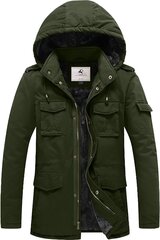  Мужская зимняя куртка Uoiuxc,  зеленая цена и информация | Мужские куртки | 220.lv