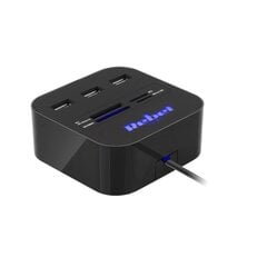 USB 2.0 3 centrmezgls ar atmiņas karšu lasītāju цена и информация | Адаптеры и USB разветвители | 220.lv