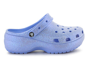 Crocs iešļūcenes meitenēm Classic Platform Glitter Clog W 207241-5Q6 30422-490, zilas цена и информация | Детские тапочки, домашняя обувь | 220.lv