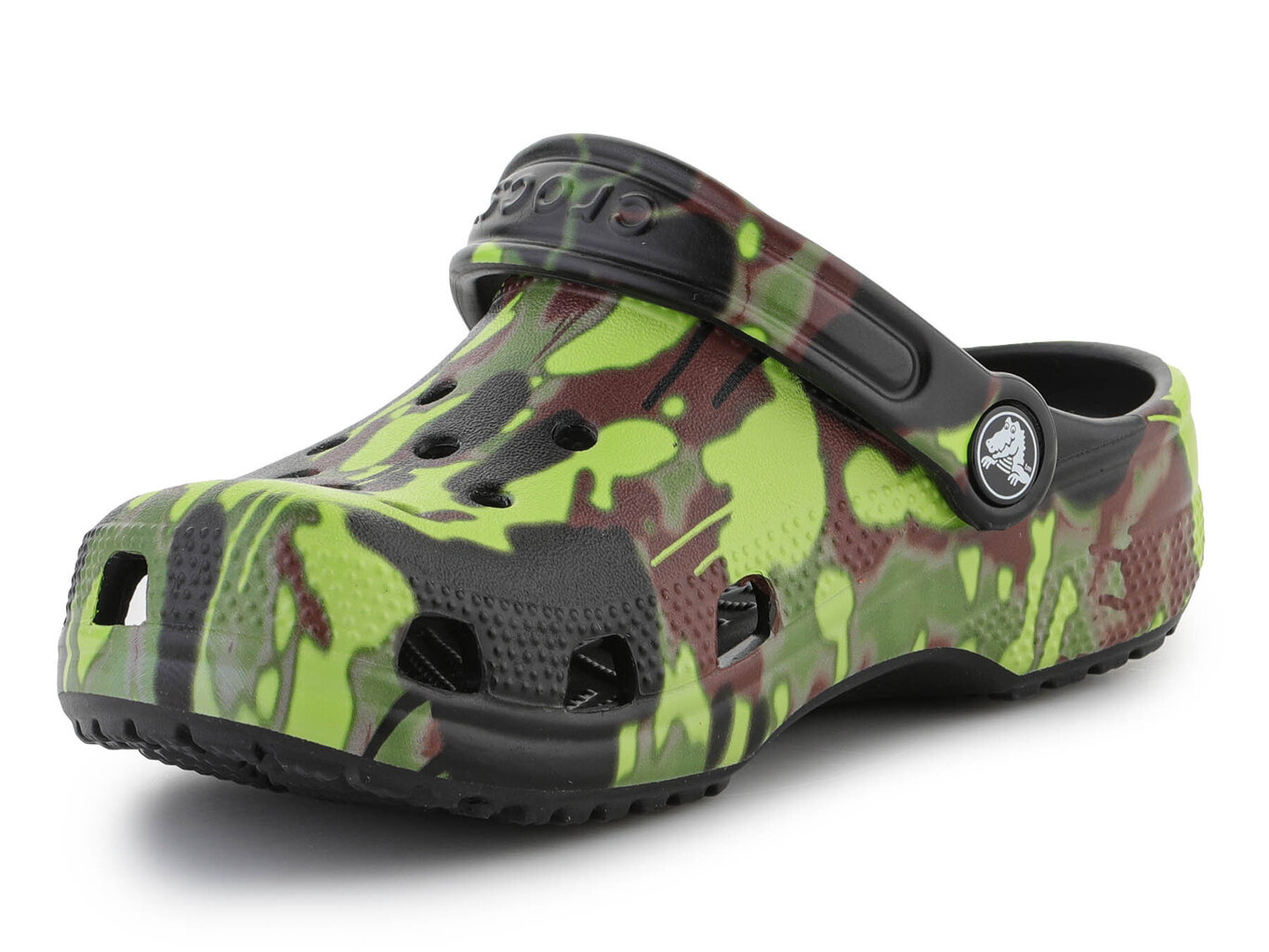 Crocs iešļūcenes meitenēm Classic Spray Camo Clog Kids BLACK 208305-001 30494-489 cena un informācija | Bērnu čības, maiņas apavi | 220.lv