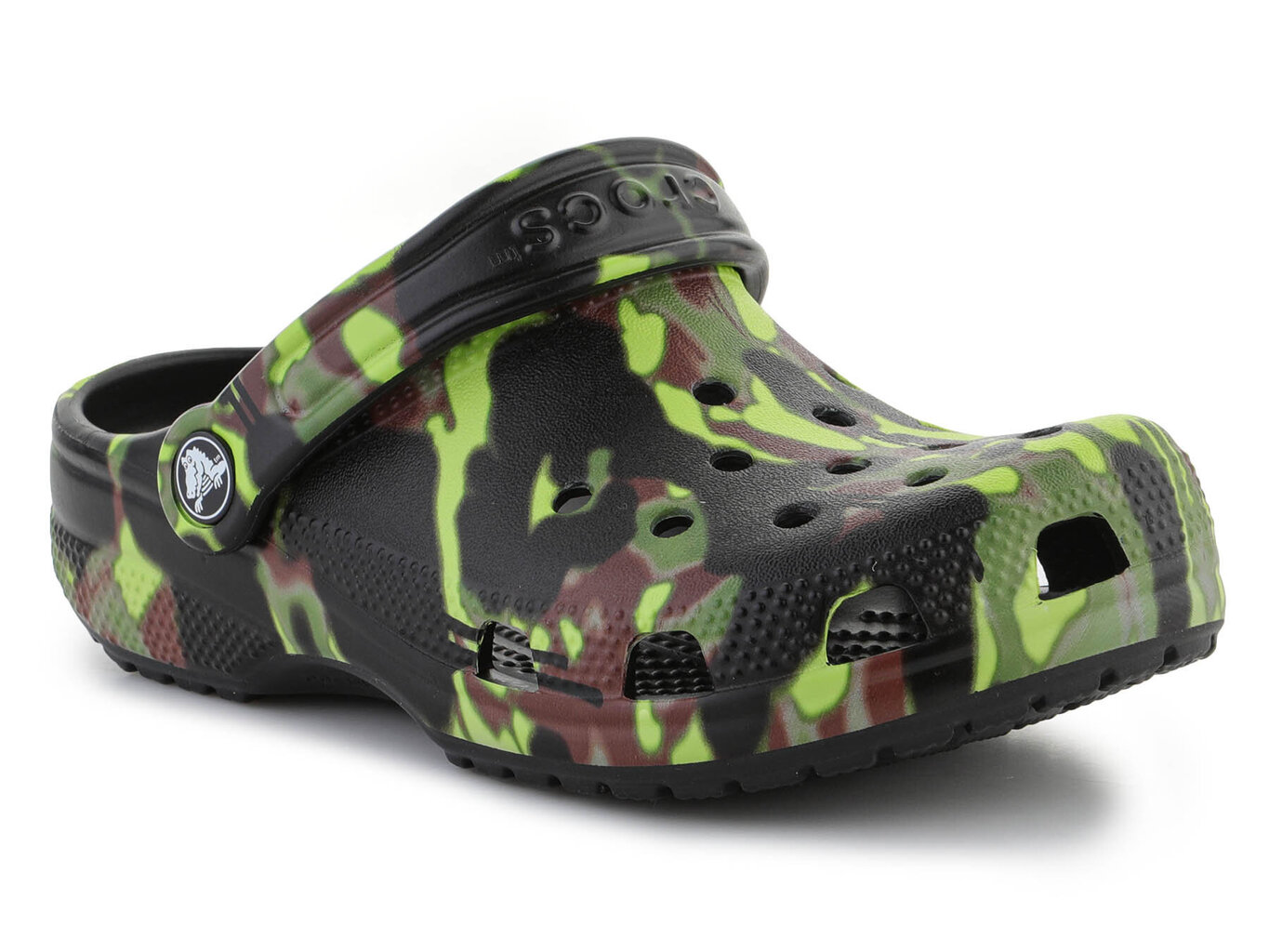 Crocs iešļūcenes meitenēm Classic Spray Camo Clog Kids BLACK 208305-001 30494-489 cena un informācija | Bērnu čības, maiņas apavi | 220.lv