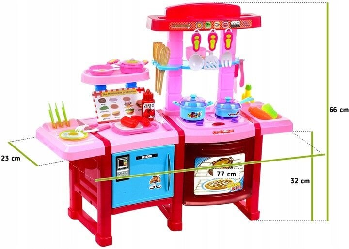 Rotaļu virtuve Funfit Kids Kitchens, 66 cm, rozā цена и информация | Rotaļlietas meitenēm | 220.lv