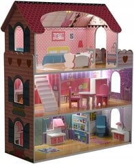 Koka leļļu māja Funfit Kids Cottage 3893,rozā, 70 cm cena un informācija | Rotaļlietas meitenēm | 220.lv