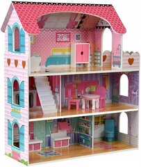 Koka leļļu māja Funfit Kids Cottage 3893,rozā, 70 cm cena un informācija | Rotaļlietas meitenēm | 220.lv