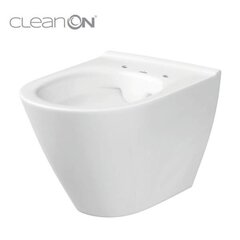 Prece ar bojājumu. Piekarināms tualetes pods Cersanit City Oval CleanOn ar lēni nolaižamu vāku cena un informācija | Preces ar bojājumiem | 220.lv