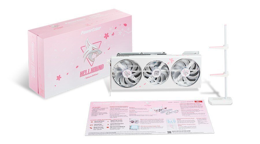 PowerColor Hellhound Sakura AMD Radeon RX 7800 XT (RX7800XT 16G-L/OC/SAKURA LIMITED) cena un informācija | Videokartes (GPU) | 220.lv