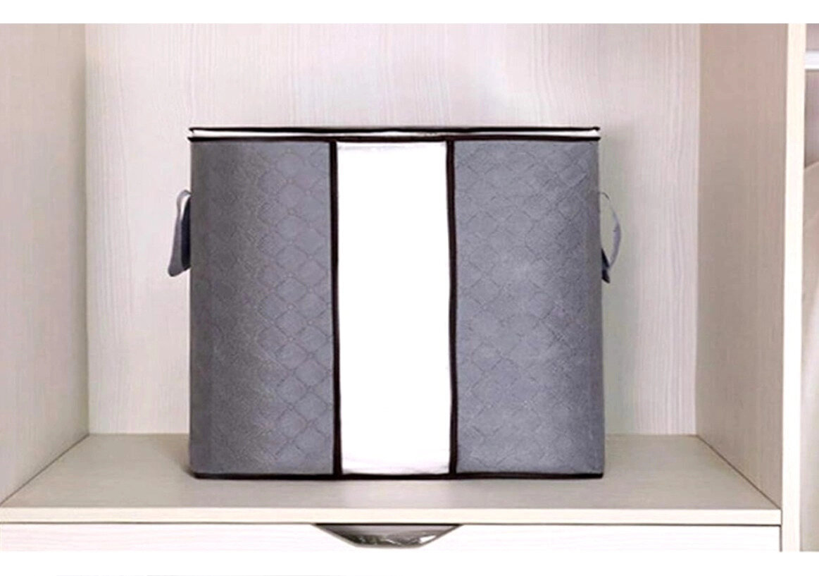 Gultas veļas kastes 2gab., 50 cm x 47 cm x 28 cm, pelēka cena un informācija | Pakaramie un apģērbu maisi | 220.lv