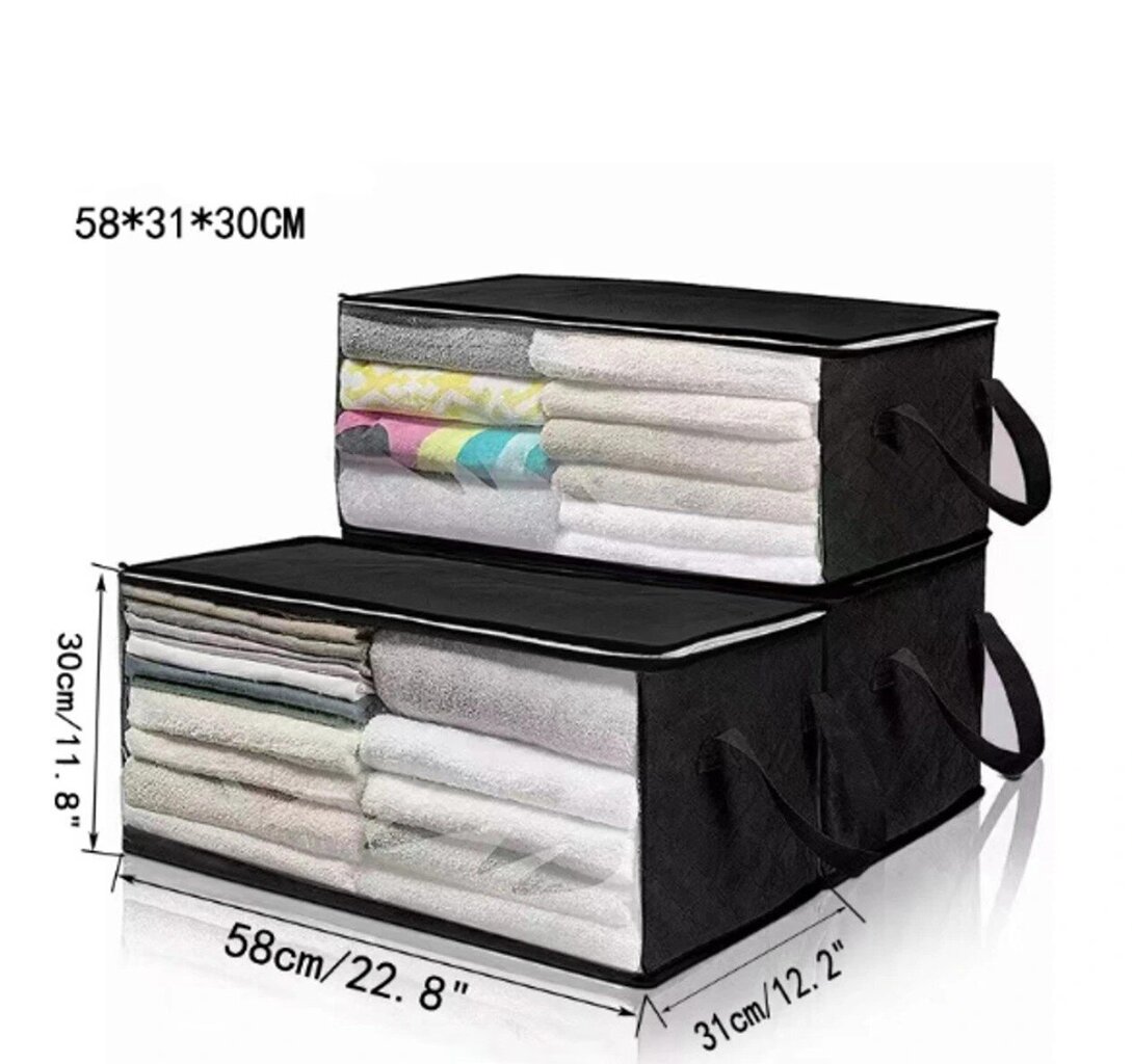 Gultas veļas maisi 2gab., 58 cm x 30 cm x 31 cm, melna cena un informācija | Pakaramie un apģērbu maisi | 220.lv