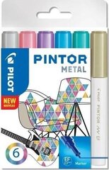 Набор перманентных маркеров Pilot Pintor Metallic 1,4 мм, 6 цветов цена и информация | Принадлежности для рисования, лепки | 220.lv