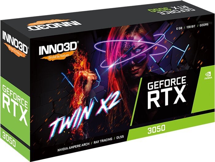 Inno3D GeForce RTX 3050 Twin X2 (N30502-06D6-1711VA60) cena un informācija | Videokartes (GPU) | 220.lv