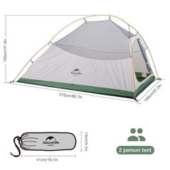 Divvietīga telts Naturehike Cloud Up 2, zaļa cena un informācija | Teltis | 220.lv
