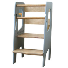 Bērnu krēsls Ingvart Step, 85x38x45cm Pelēks/dabīgā krāsa cena un informācija | Bērnu krēsliņi un bērnu galdiņi | 220.lv
