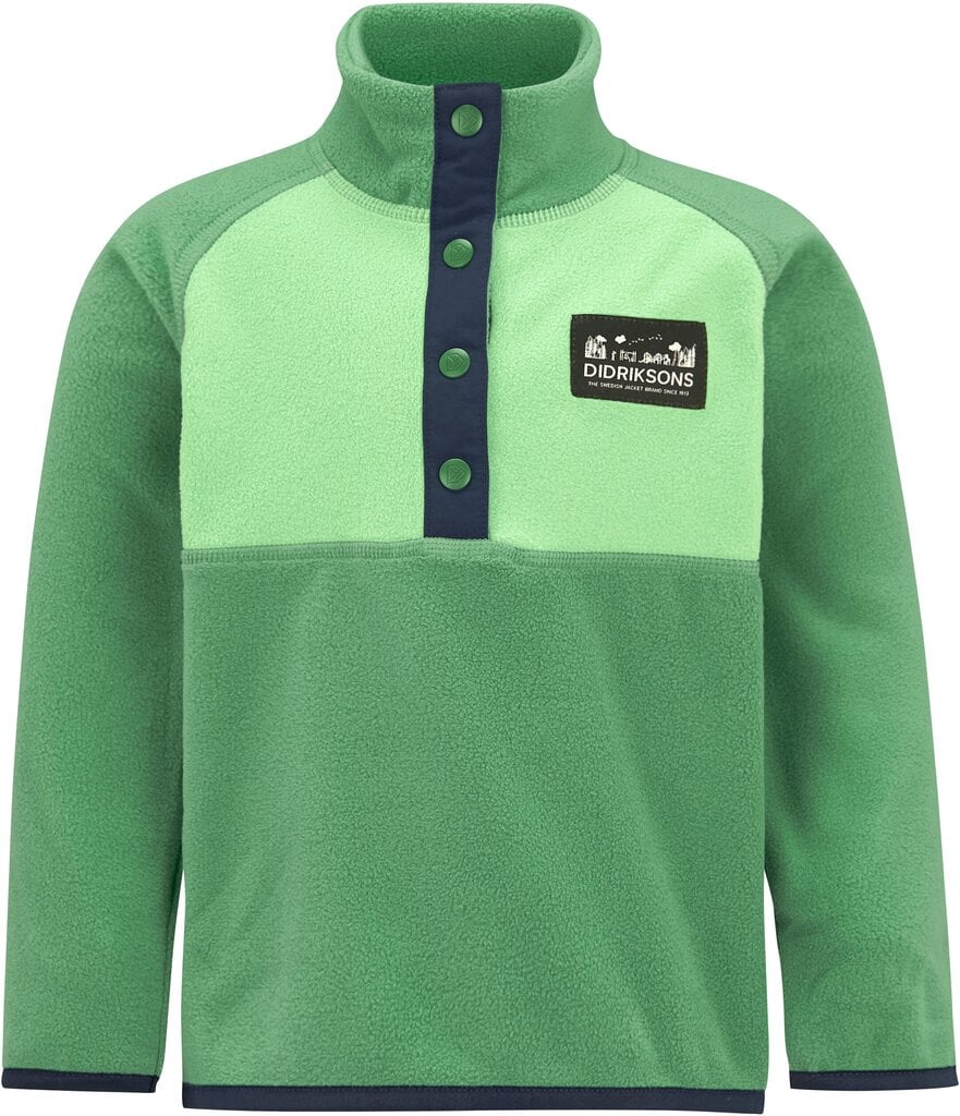 Didriksons bērnu vilnas džemperis MONTE HALF BUTTON 3, zaļš cena un informācija | Zēnu jakas, džemperi, žaketes, vestes | 220.lv