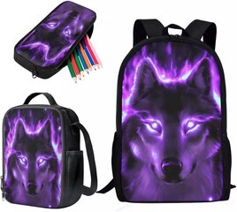 Школьная сумка + сумка для ланча + набор пеналов, фиолетовый цена и информация | Школьные рюкзаки, спортивные сумки | 220.lv