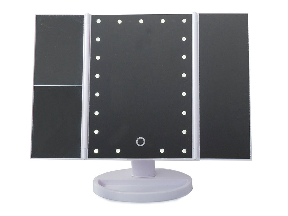 Kosmētikas spogulis ar LED apgaismojumu grimam, balts цена и информация | Kosmētikas somas, spoguļi | 220.lv