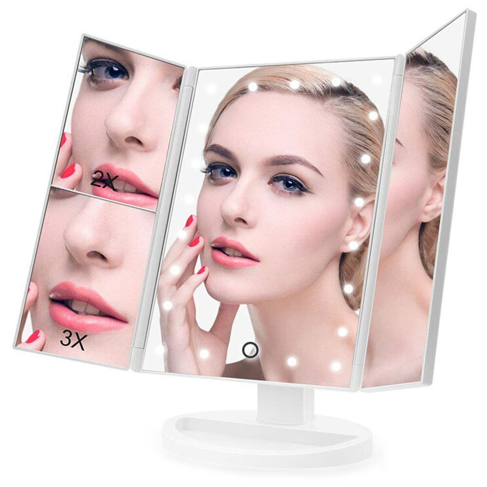 Kosmētikas spogulis ar LED apgaismojumu grimam, balts цена и информация | Kosmētikas somas, spoguļi | 220.lv