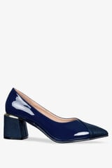 Темно-синие женские туфли с декоративным каблуком и кожаной стелькой Casu ER23WX5-N 100961-N цена и информация | Женские туфли | 220.lv