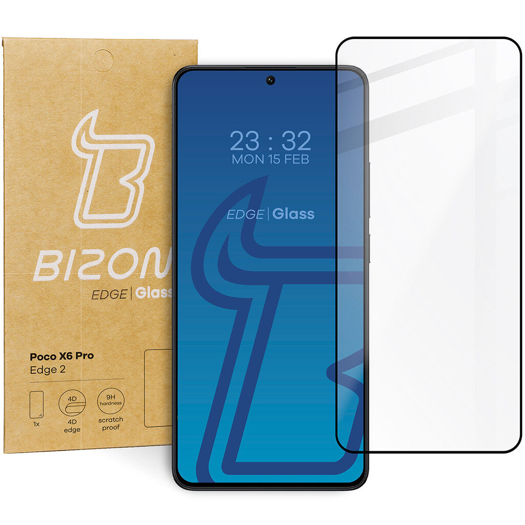 Rūdītais stikls Bizon Glass Edge 2 Xiaomi Poco X6 Pro cena un informācija | Ekrāna aizsargstikli | 220.lv