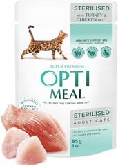 Optimeal Steril влажный корм для кошек - соус из индейки 12 х 85 г цена и информация | Консервы для котов | 220.lv
