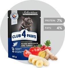 Club 4 Paws Premium Selection suņiem ar pīli un tītaru mērcē, 24 x 85 g cena un informācija | Konservi suņiem | 220.lv