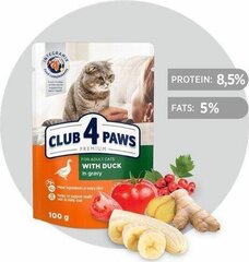 CLUB 4 PAWS PREMIUM Влажный корм для кошек - утка в соусе, 100 г цена и информация | Консервы для котов | 220.lv