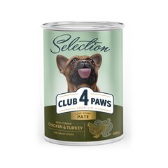 Club 4 Paws Premium konservu pastēte pieaugušiem suņiem ar vistas un tītara gaļu, 400 g cena un informācija | Konservi suņiem | 220.lv
