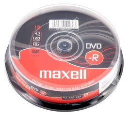 DVD-R диски MAXELL, 4,7ГБ, 16Х, 120 мин., 10 шт., в стопке цена и информация | Виниловые пластинки, CD, DVD | 220.lv