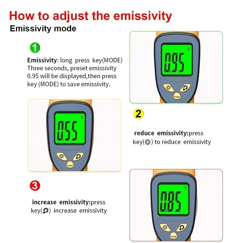 Infrasarkanais termometrs Deal, dzeltens цена и информация | Grila, barbekjū piederumi un aksesuāri | 220.lv