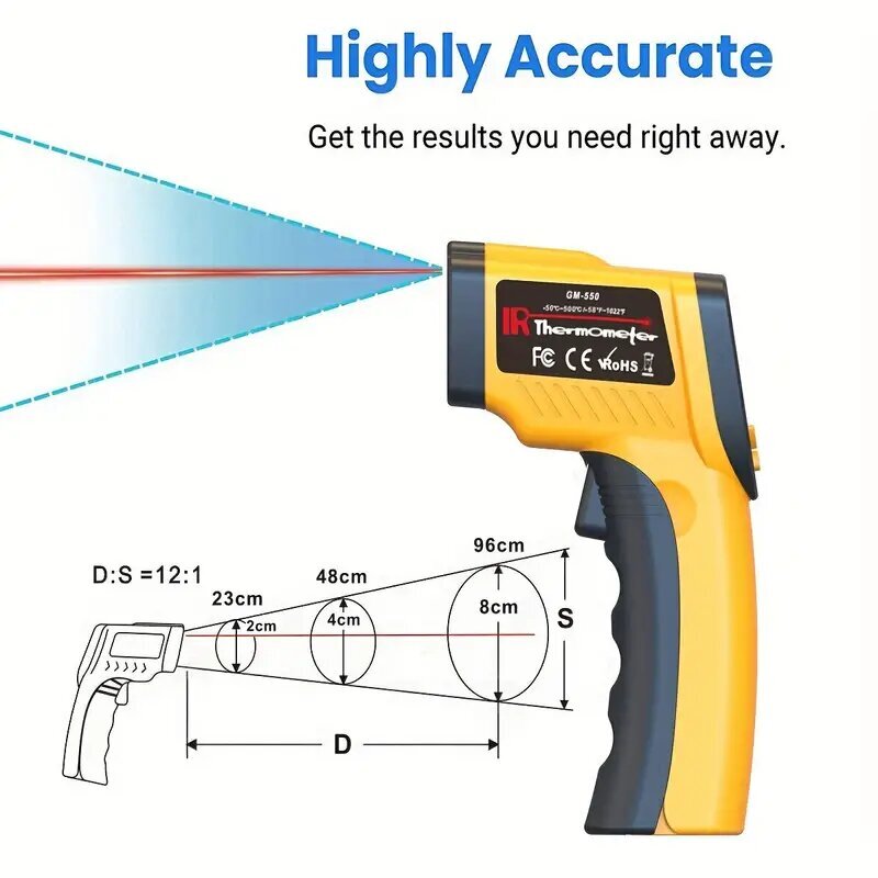 Infrasarkanais termometrs Deal, dzeltens цена и информация | Grila, barbekjū piederumi un aksesuāri | 220.lv