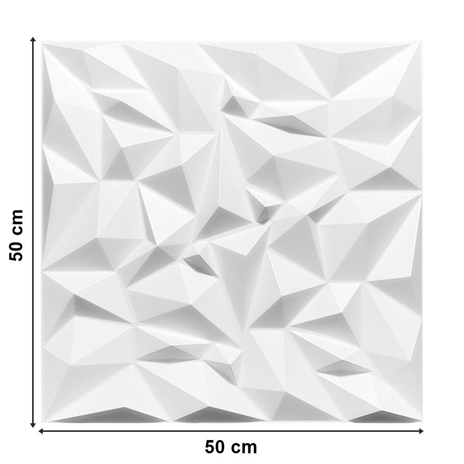 3D griestu un sienu paneļi Deccart Ametyst, 50x50 cm, 12 gab., balts cena un informācija | Griestu, sienu dekoru elementi | 220.lv