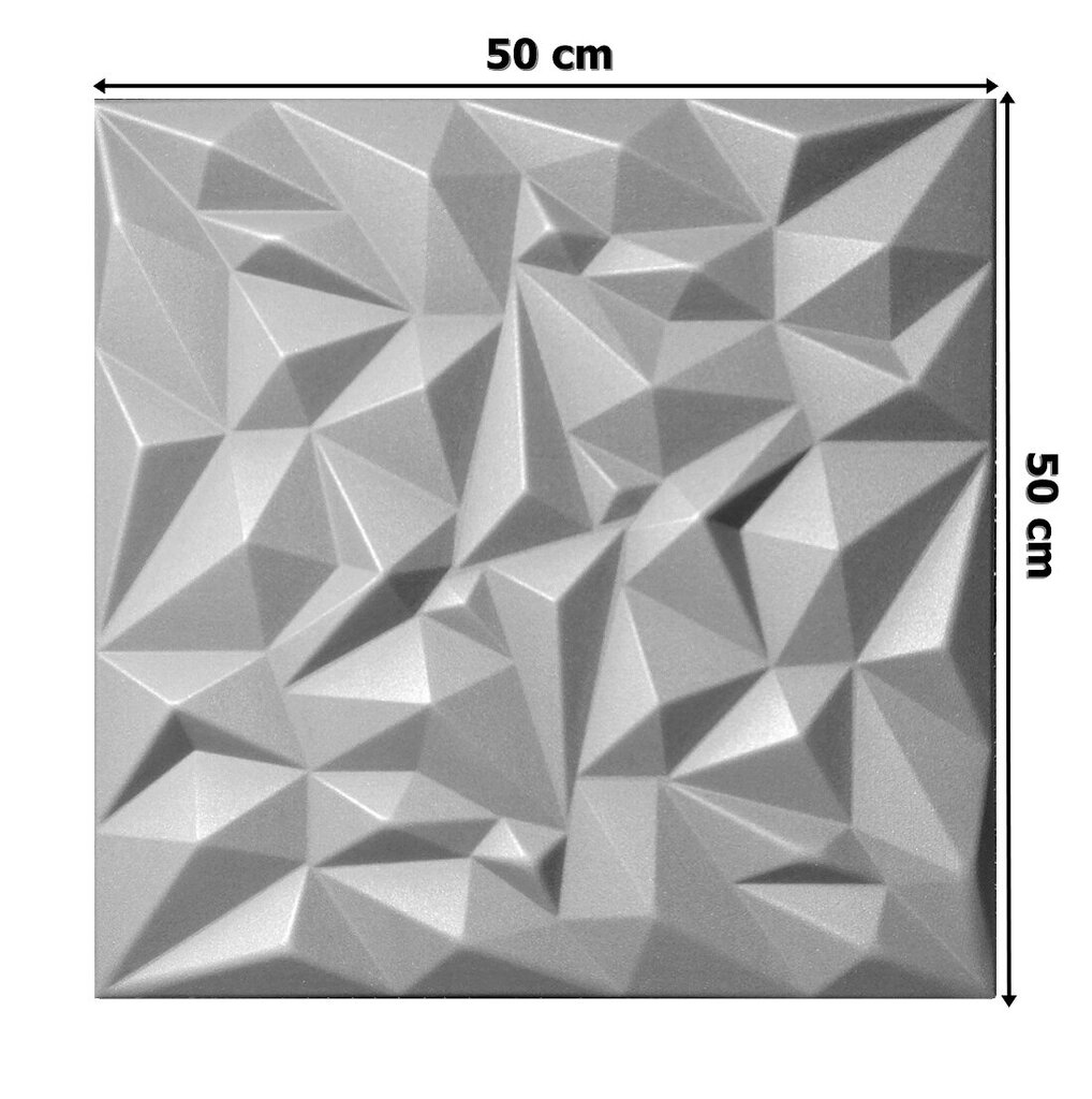 3D griestu un sienu paneļi Deccart Ametyst, 50x50 cm, 20 gab., pelēks cena un informācija | Griestu, sienu dekoru elementi | 220.lv