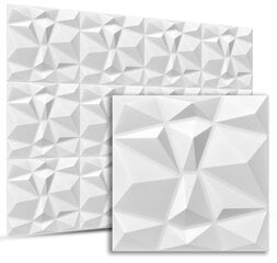 3D griestu un sienu paneļi Deccart Bursztyn, 50x50 cm, 12 gab., balts cena un informācija | Griestu, sienu dekoru elementi | 220.lv