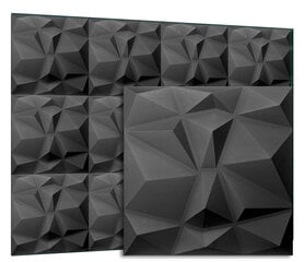 3D griestu un sienu paneļi Deccart Bursztyn, 50x50 cm, 12 gab., melns cena un informācija | Griestu, sienu dekoru elementi | 220.lv