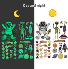 Планеты Солнечной системы и астронавт (зеленый) светятся в темноте. цена и информация | Декоративные наклейки | 220.lv