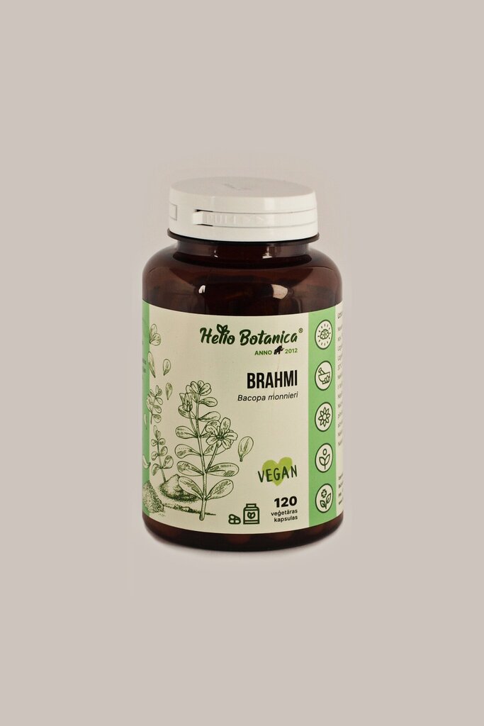 Uztura bagātinātājs Hello Botanica Brahmi, 120 kapsulas цена и информация | Vitamīni, preparāti, uztura bagātinātāji labsajūtai | 220.lv