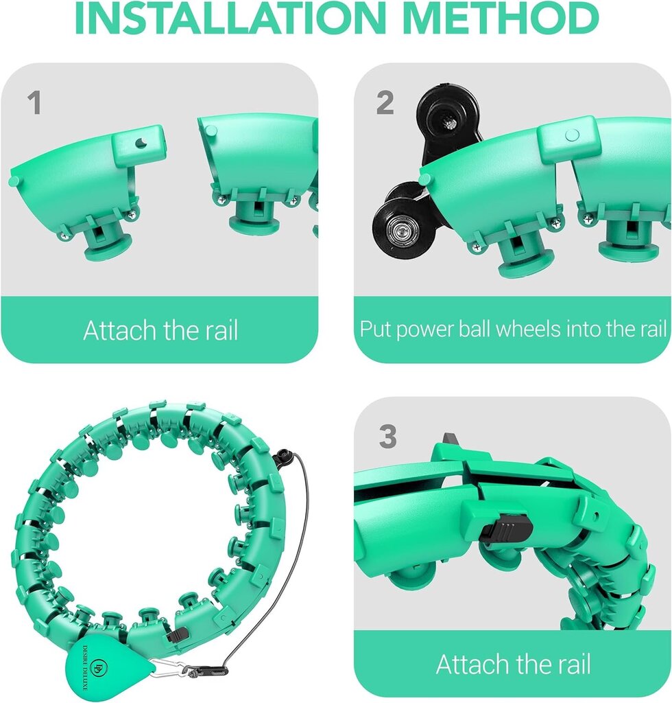 Notievēšanas stīpa Desire Deluxe Hoola Hup, 1 gab., zaļa cena un informācija | Vingrošanas riņķi un nūjas | 220.lv