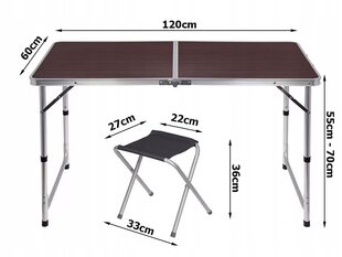 Tūristu saliekamais galds ar 4 krēsliem Rigaslaci, 60x120x70cm, brūns cena un informācija | Tūrisma mēbeles | 220.lv